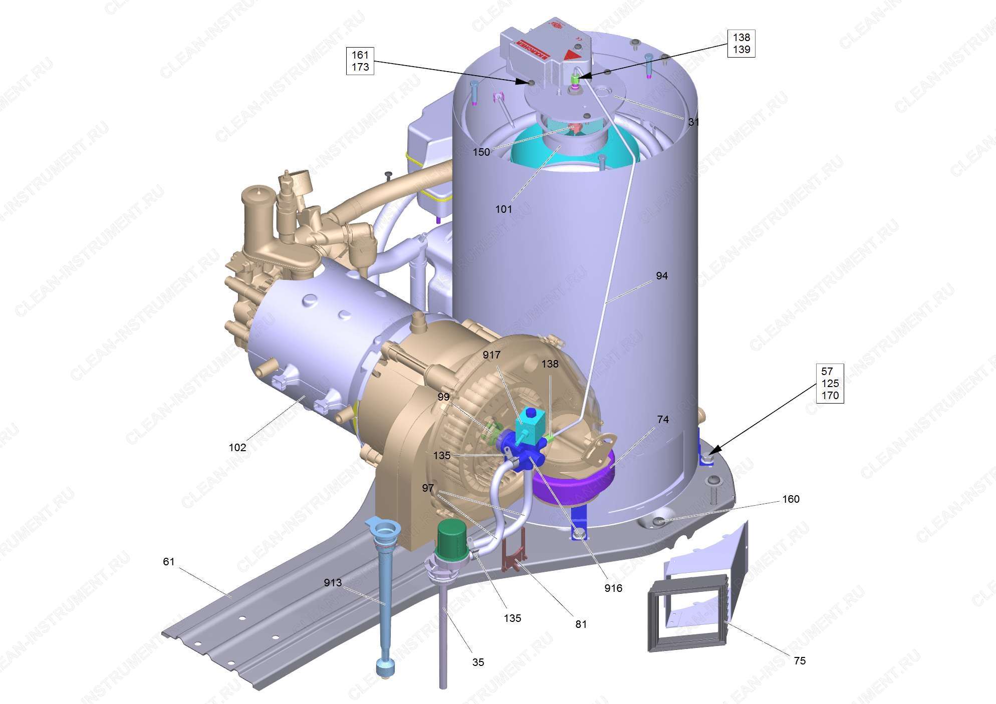 Перечень запасных деталей HDS 7/16 C *EU (5.974-166.0) | Аппарат высокого давления HDS 7/16 C Classic (1.173-905.0) Karcher - цена в Москве, купить оригинальные запчасти Керхер в интернет-магазине «Премиум инструмент»