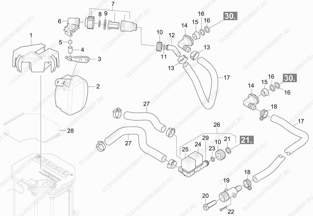 Поплавковый клапан | Аппарат высокого давления с подогревом воды HDS-E 8/16-4 M 24KW (Специальный) (1.030-904.0) Karcher - цена в Москве, купить оригинальные запчасти Керхер в интернет-магазине «Премиум инструмент»