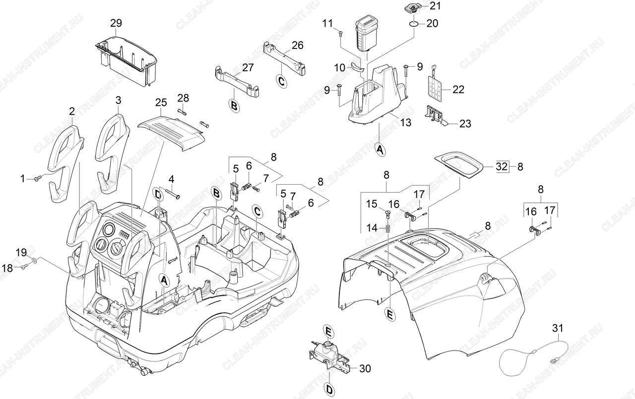 Корпус верхняя часть | Аппарат высокого давления HDS 13/20 -4SX *EU-II (1.071-854.0) Karcher - цена в Москве, купить оригинальные запчасти Керхер в интернет-магазине «Премиум инструмент»