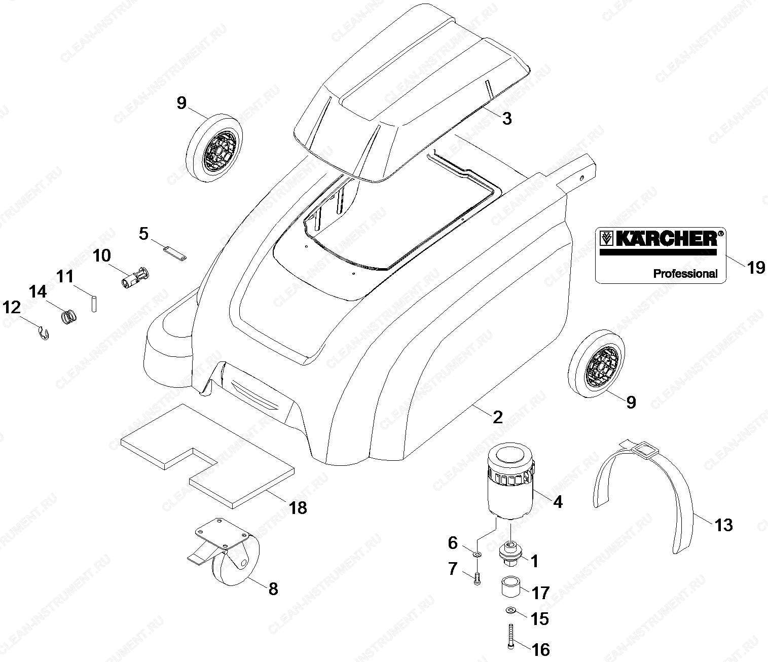 Аккумулятор привод | Ручная подметальная машина KM 75/40 W Bp (1.049-206.0) Karcher - цена в Москве, купить оригинальные запчасти Керхер в интернет-магазине «Премиум инструмент»