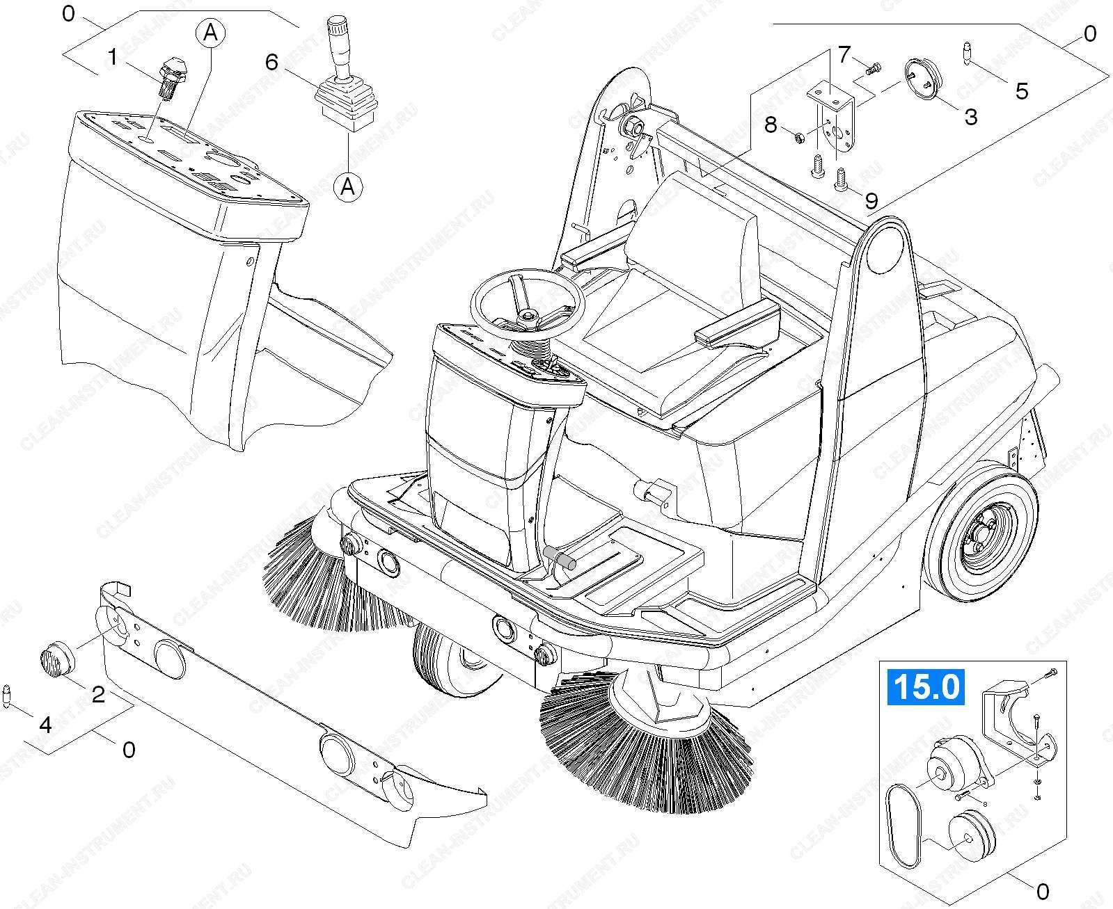 МК STVZO | Подметальная машина с сиденьем для водителя KM 120/150 R D (1.511-108.0) Karcher - цена в Москве, купить оригинальные запчасти Керхер в интернет-магазине «Премиум инструмент»