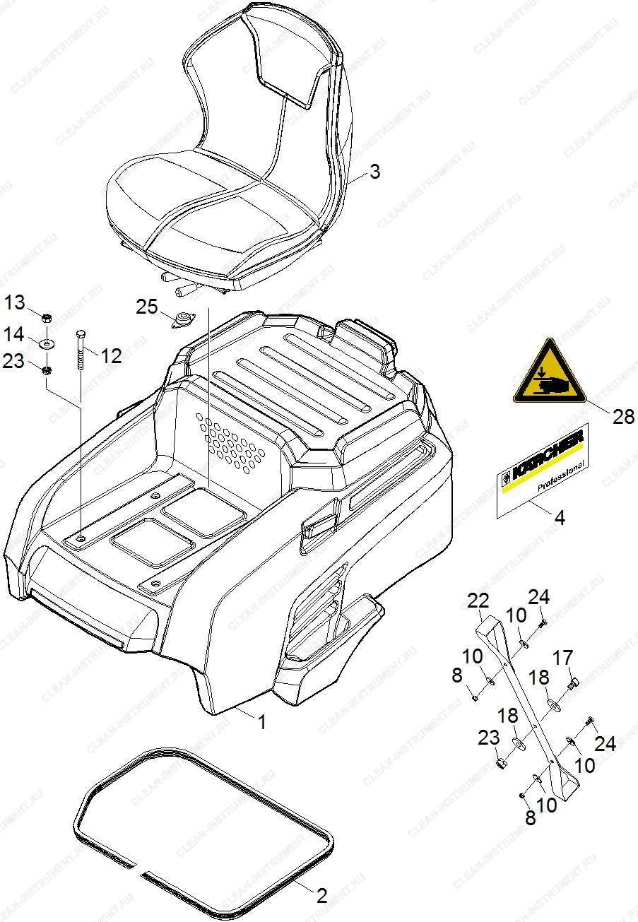 Крышка комплектный | Подметальная машина с сиденьем для водителя KM 90/60 R G Adv Edition (1.047-306.0) Karcher - цена в Москве, купить оригинальные запчасти Керхер в интернет-магазине «Премиум инструмент»