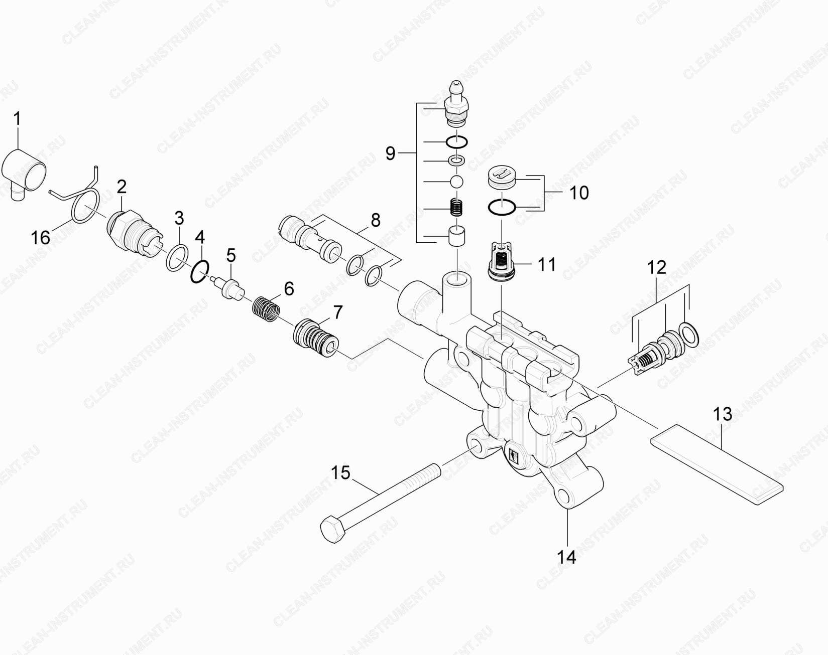 Головка цилиндра | Мойка высокого давления G 7.10 M (1.194-701.0) Karcher - цена в Москве, купить оригинальные запчасти Керхер в интернет-магазине «Премиум инструмент»