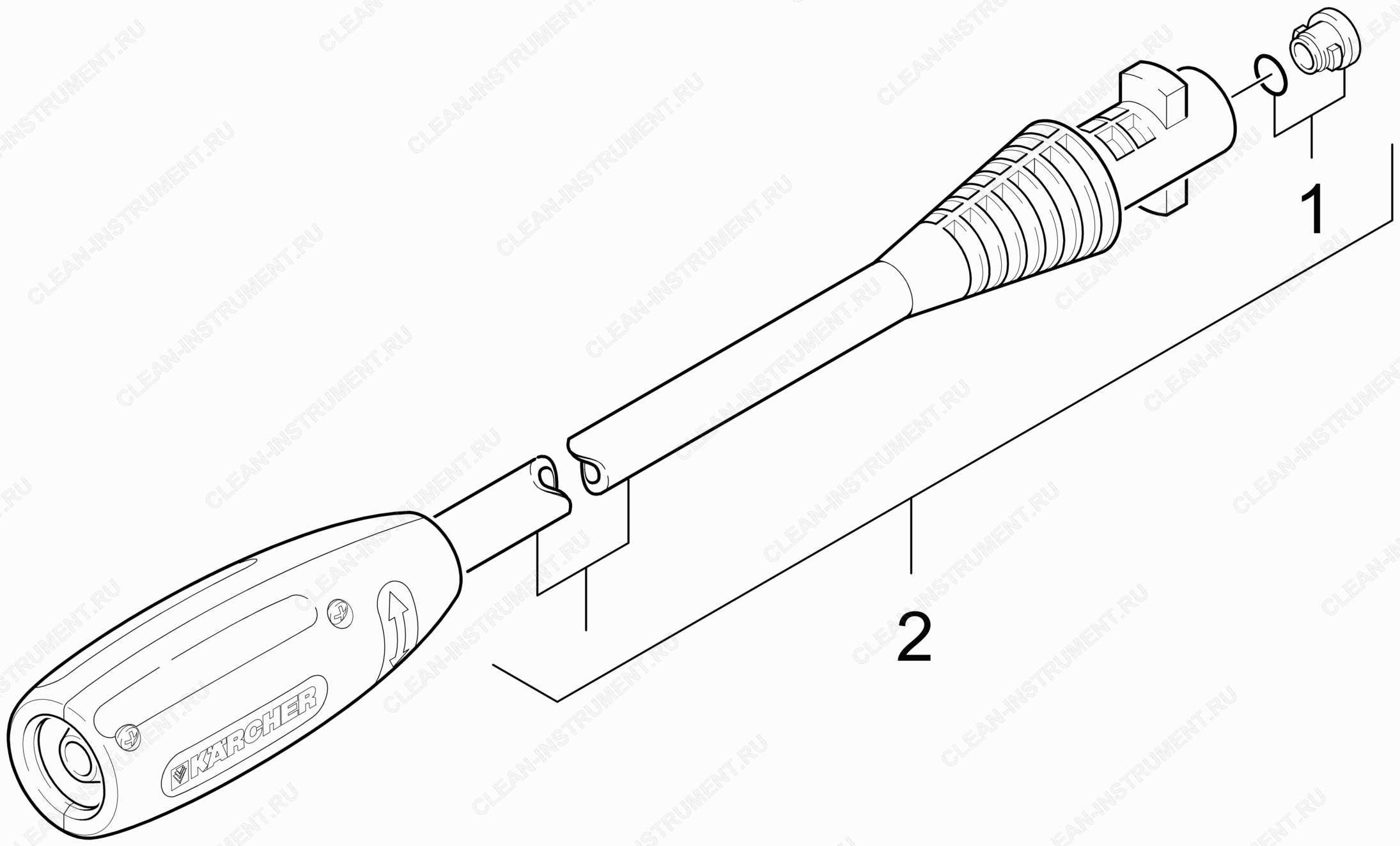 Выпускное сопло регулируемой мощности K2 | Аппарат высокого давления K 2 Basic (1.673-153.0) Karcher - цена в Москве, купить оригинальные запчасти Керхер в интернет-магазине «Премиум инструмент»