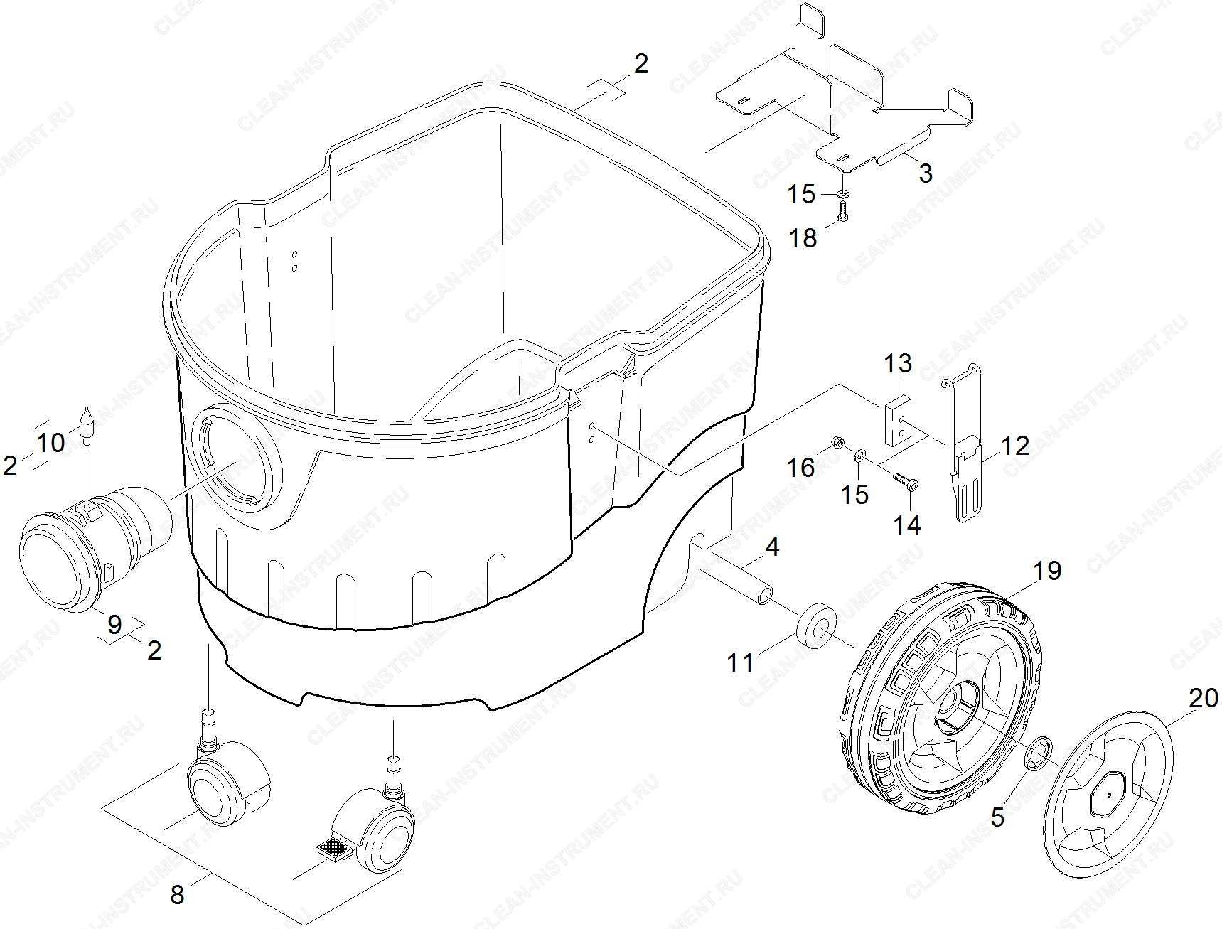 Емкость | Пылесос влажной и сухой уборки NT 35/1 Tact Bs (Tact-класс) (1.184-700.0) Karcher - цена в Москве, купить оригинальные запчасти Керхер в интернет-магазине «Премиум инструмент»