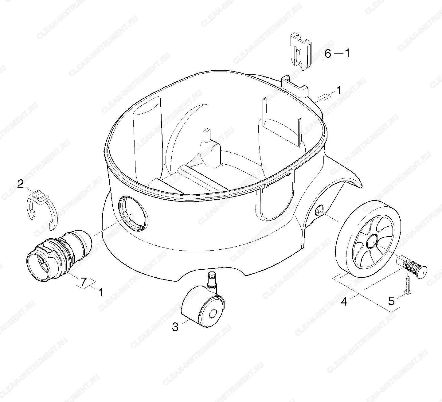 Емкость | Пылесос сухой уборки T 12/1 HF (1.355-147.0) Karcher - цена в Москве, купить оригинальные запчасти Керхер в интернет-магазине «Премиум инструмент»