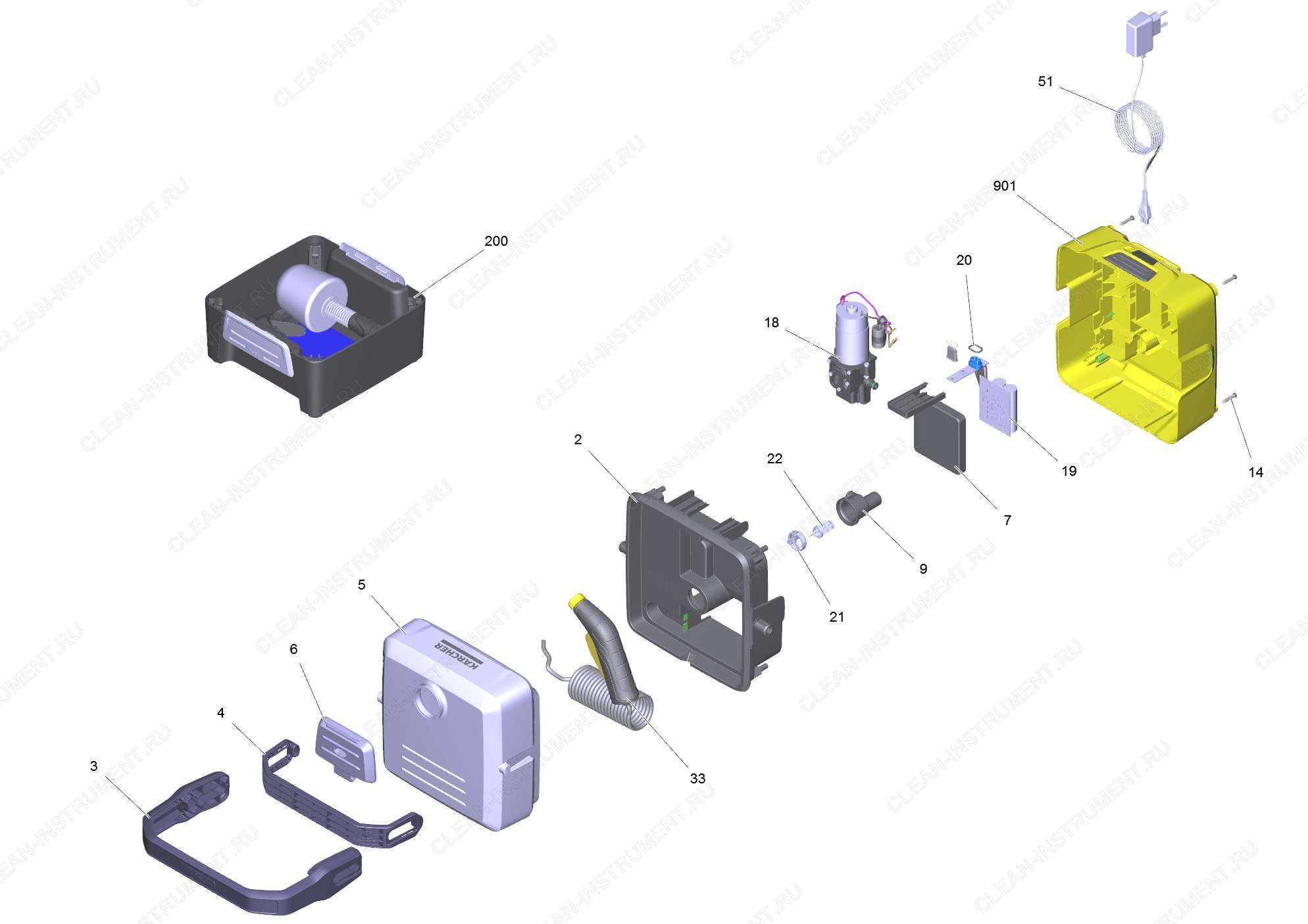 Перечень запасных деталей Portable Washe | Портативная мойка с комплектом для очистки велосипедов (1.680-003.0) Karcher - цена в Москве, купить оригинальные запчасти Керхер в интернет-магазине «Премиум инструмент»