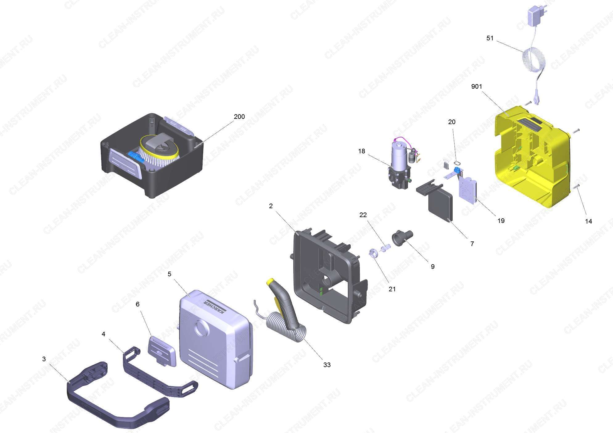Перечень запасных деталей Portable Washe | Портативная мойка с комплектом для очистки животных (1.680-004.0) Karcher - цена в Москве, купить оригинальные запчасти Керхер в интернет-магазине «Премиум инструмент»